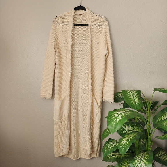 Free People Sweaters - Free People Wouldnt Knit Be Nice Longline Raw Hem Pocket Boho Cardigan S